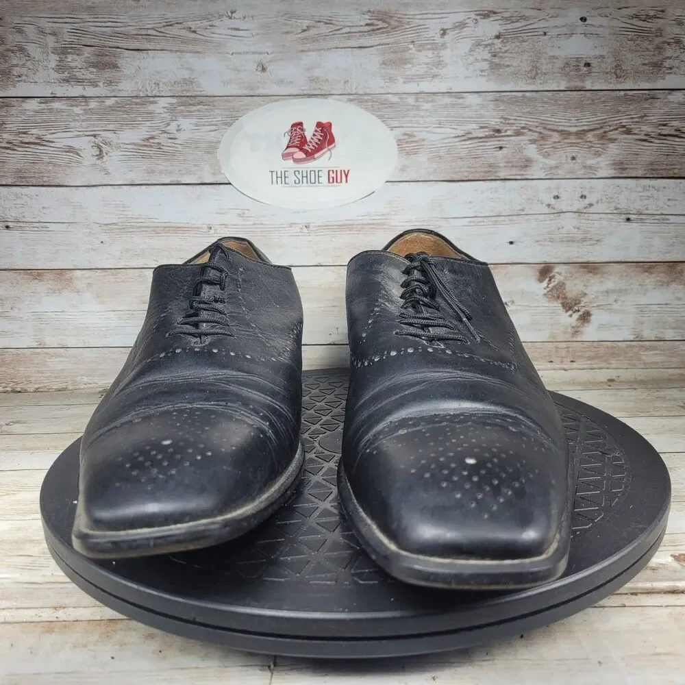 JM Weston Men Size 10/43 Black Leather Wingtip Brogue Oxford Shoes